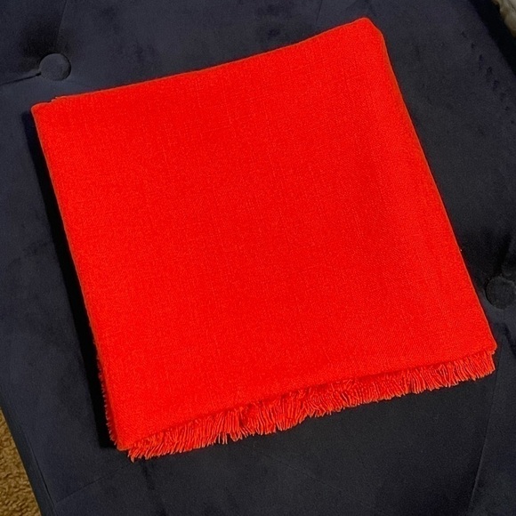 Orange Linen Table Topper 35.5” x 37.5” Approximately - Picture 5 of 7